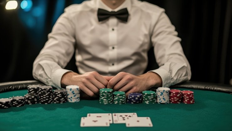 Live-dealer roulette table with HD multi-camera stream on mobile phone